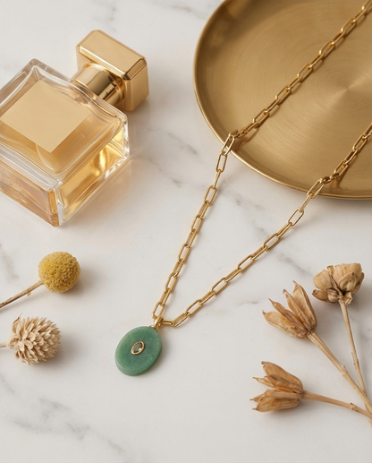 The Aura Talisman Necklace | Paperclip Chain + Natural Stone Pendant
