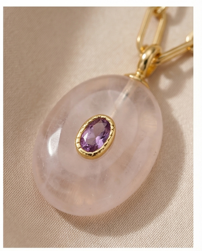The Aura Talisman Necklace | Paperclip Chain + Natural Stone Pendant