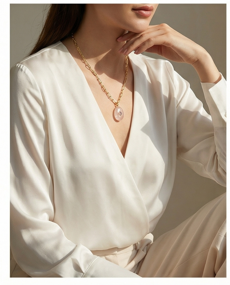 The Aura Talisman Necklace | Paperclip Chain + Natural Stone Pendant