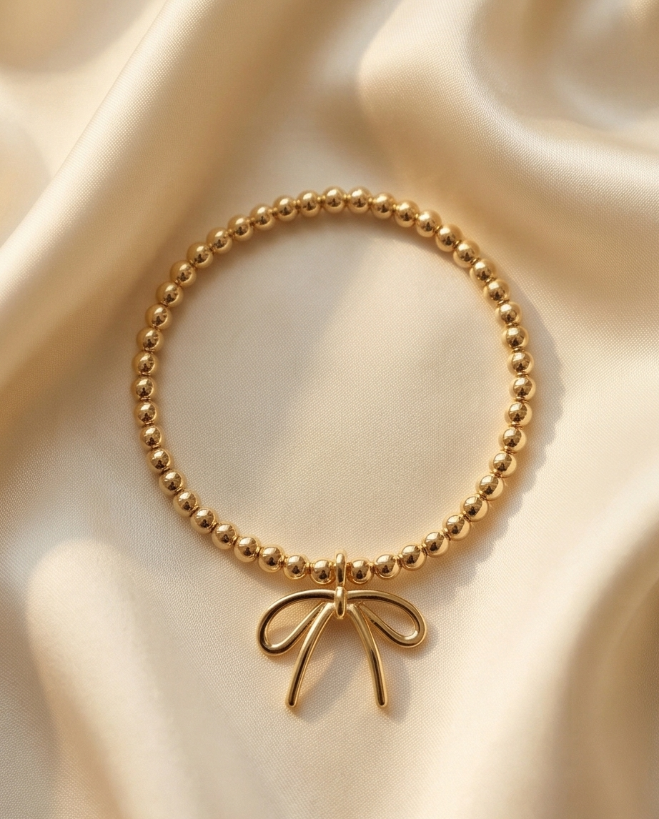 The Tied Up Bracelet | 4mm 14k Gold Filled Beaded Stretch Bracelet