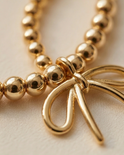 The Tied Up Bracelet | 4mm 14k Gold Filled Beaded Stretch Bracelet