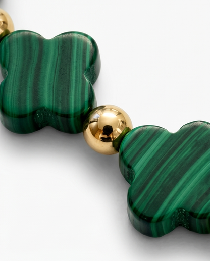 Malachite Clover Bracelet | 14k Gold Filled