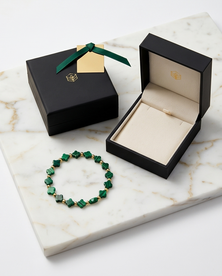 Malachite Clover Bracelet | 14k Gold Filled
