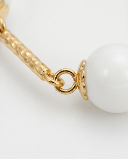 The Opal Station bracelet detail shot showing opal bead stations on gold filled chain — Stacked by Jayneebell