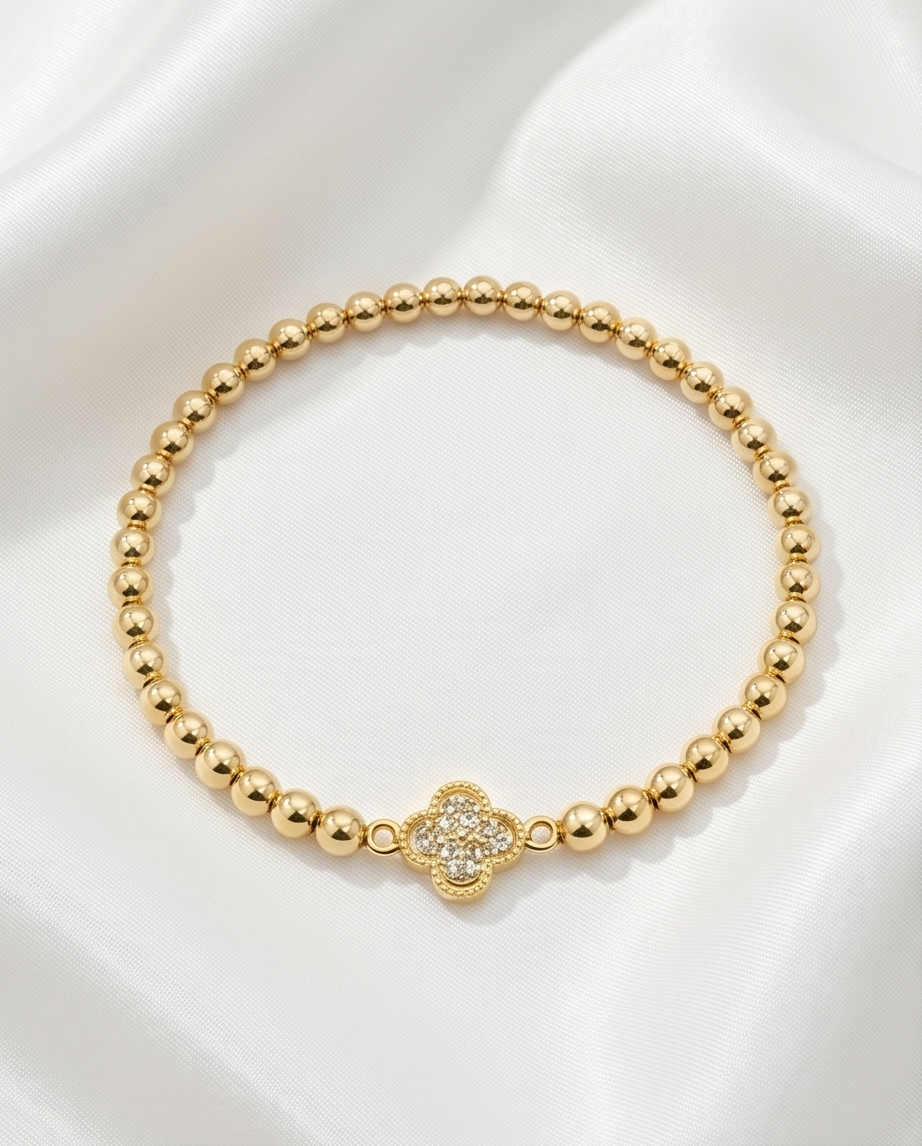 The Van Clover Bracelet | 4mm Stretch | 14k Gold Filled