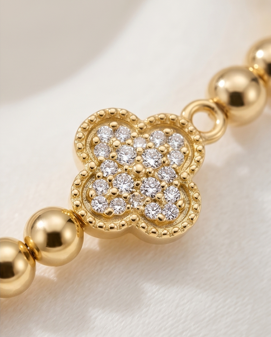 The Van Clover Bracelet | 4mm Stretch | 14k Gold Filled