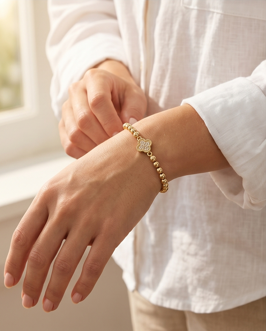 The Van Clover Bracelet | 4mm Stretch | 14k Gold Filled