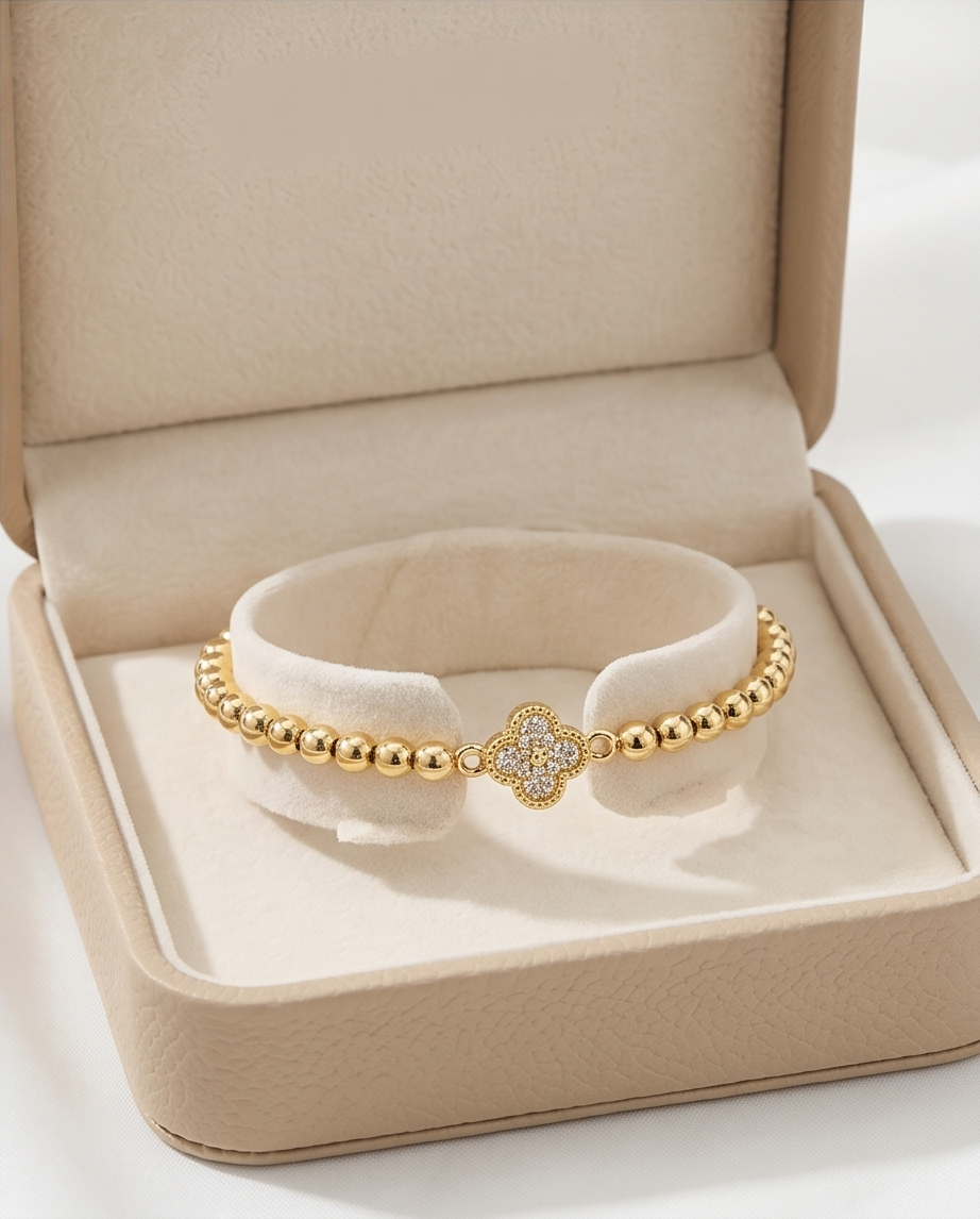 The Van Clover Bracelet | 4mm Stretch | 14k Gold Filled