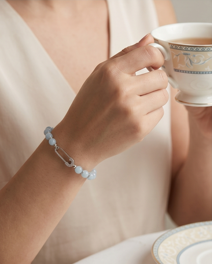 The Breakwater Bracelet | Aquamarine + Pavé Pin | 14k Gold Filled