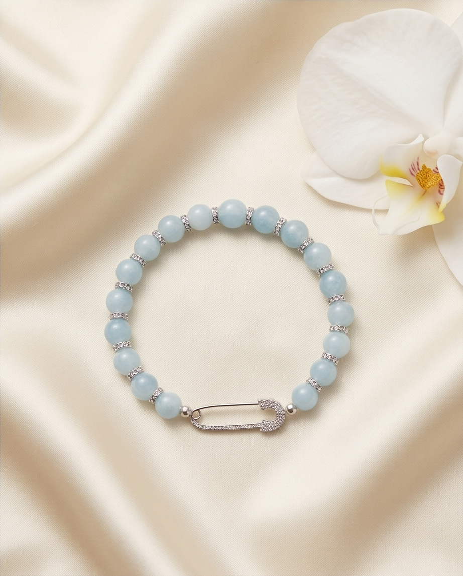 The Breakwater Bracelet | Aquamarine + Pavé Pin | 14k Gold Filled