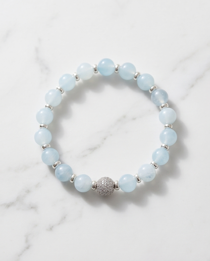 The Deepwater Bracelet | Aquamarine + Pavé Center | 14k Gold Filled