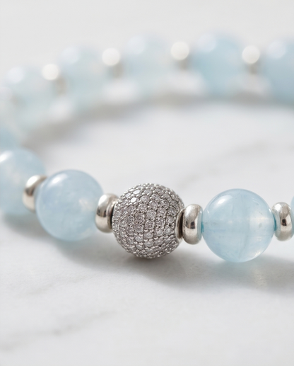 The Deepwater Bracelet | Aquamarine + Pavé Center | 14k Gold Filled