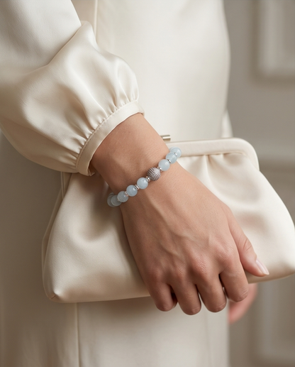 The Deepwater Bracelet | Aquamarine + Pavé Center | 14k Gold Filled