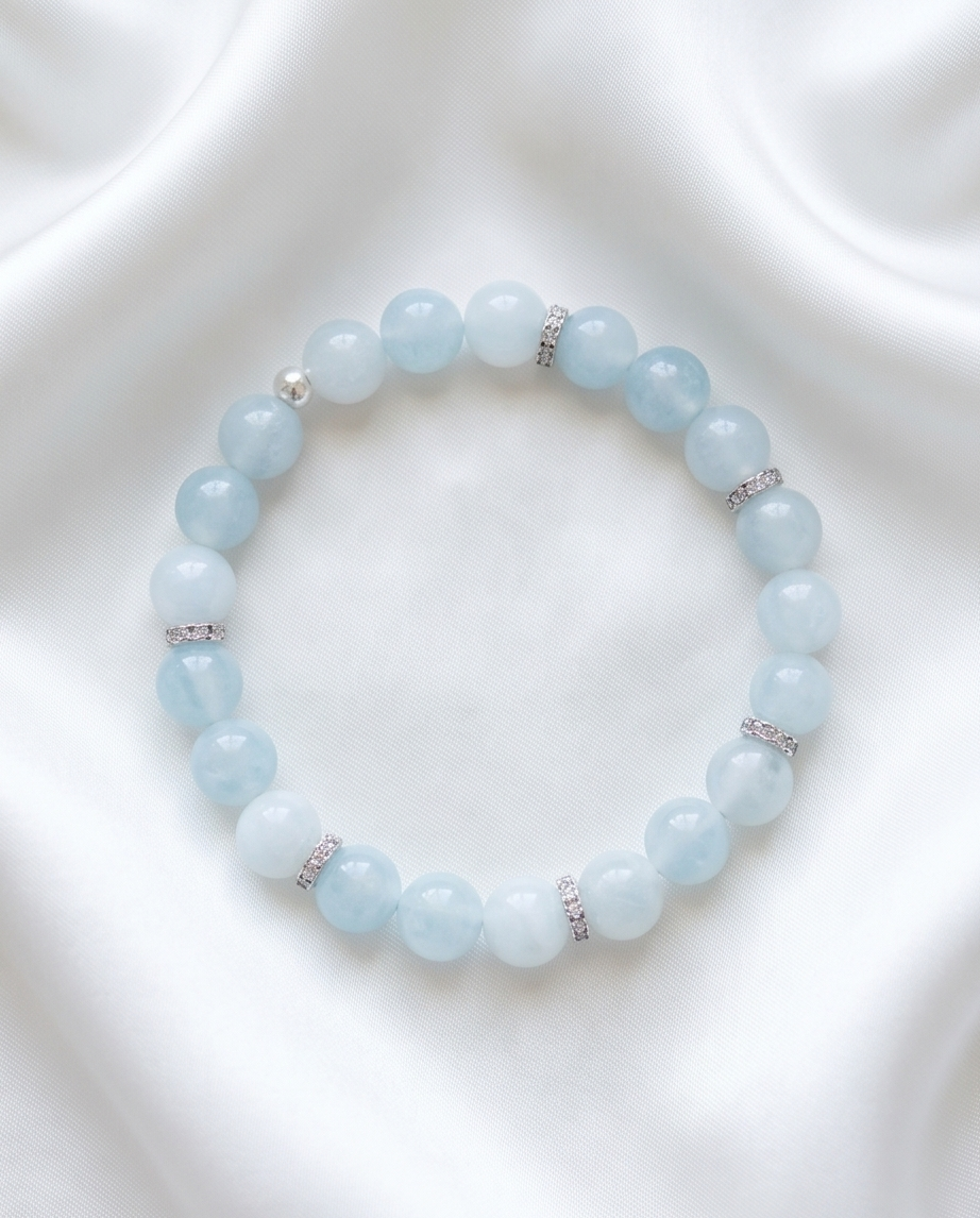 The Stillwater Bracelet | Aquamarine + Diamond Rondelle | 14k Gold Filled