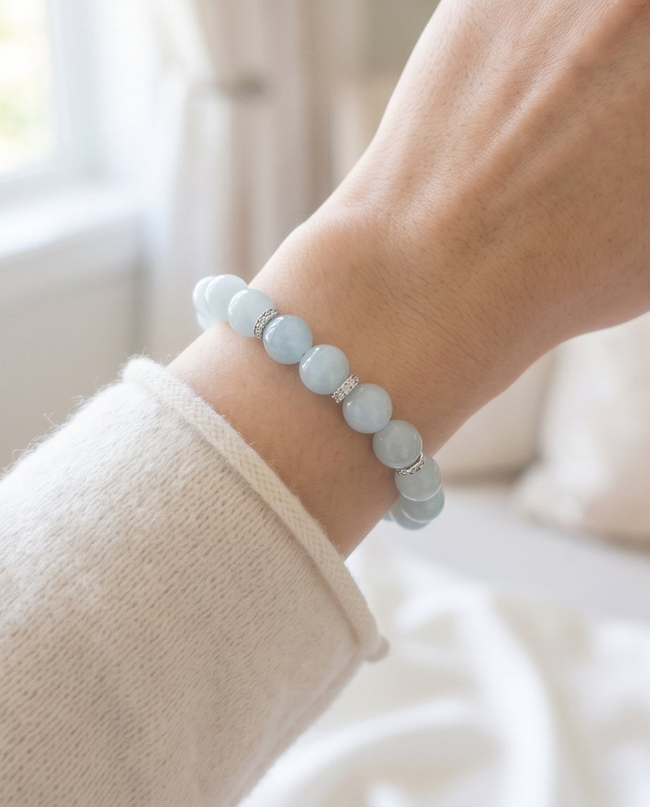 The Stillwater Bracelet | Aquamarine + Diamond Rondelle | 14k Gold Filled