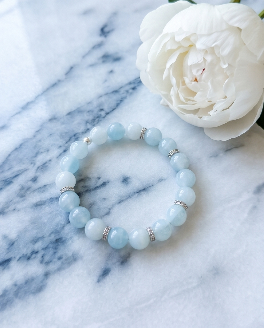 The Stillwater Bracelet | Aquamarine + Diamond Rondelle | 14k Gold Filled