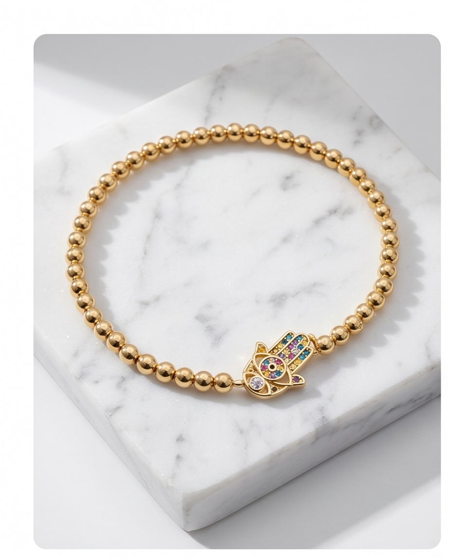 The Hamsa | 14k Gold Plated Charm Bracelet