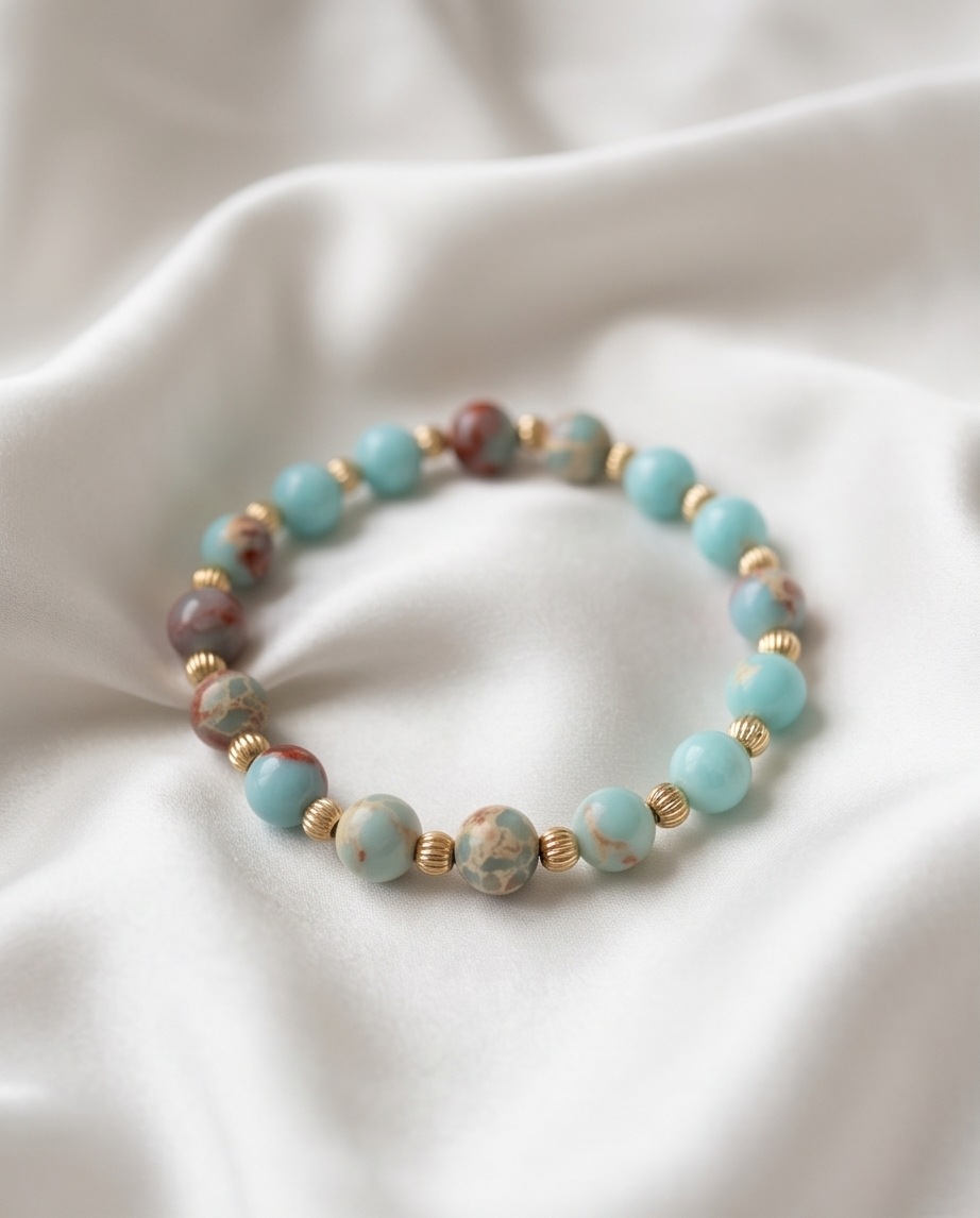 The Solace Bracelet | Jasper + Gold Filled | 8mm