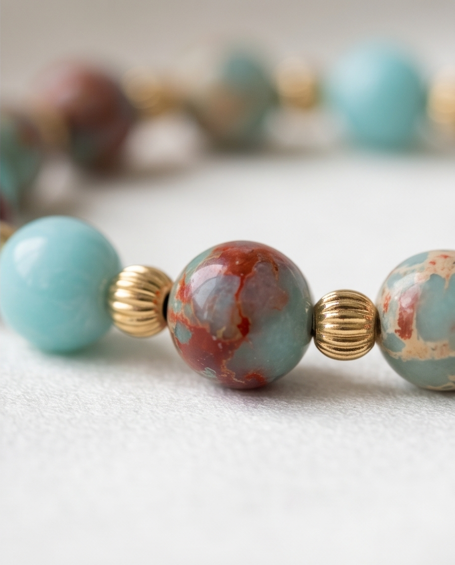The Solace Bracelet | Jasper + Gold Filled | 8mm