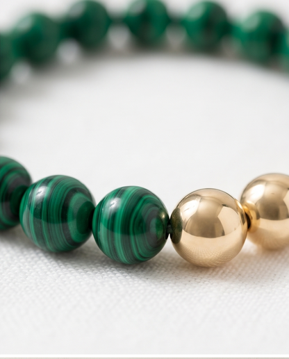 The Grounded Bracelet | Malachite + Gold Filled | 8mm