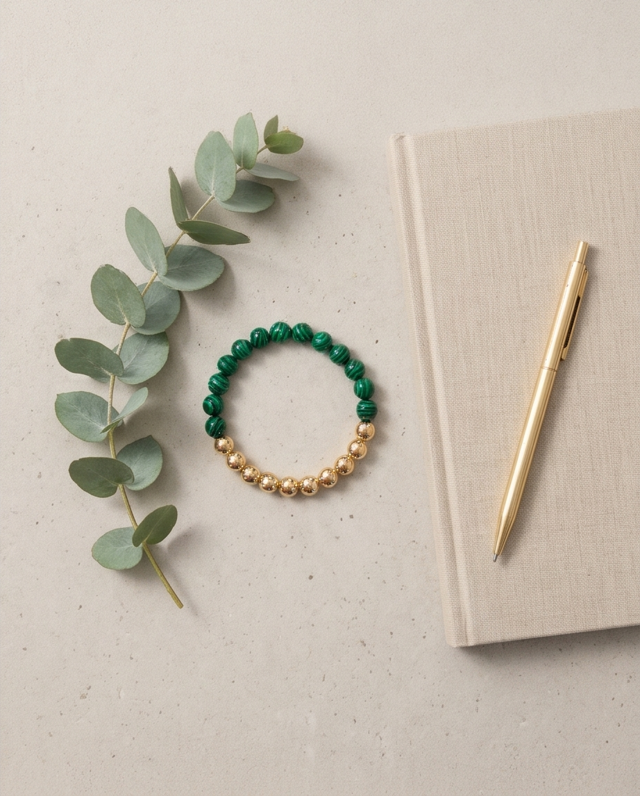 The Grounded Bracelet | Malachite + Gold Filled | 8mm