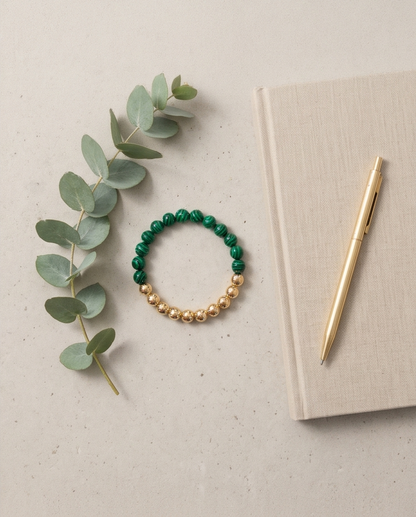 The Grounded Bracelet | Malachite + Gold Filled | 8mm