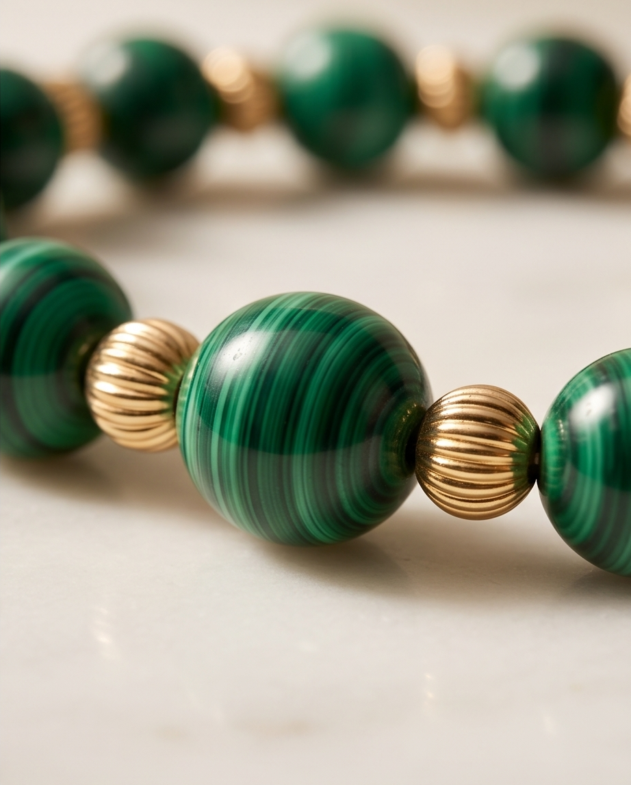 The Magnet Bracelet | Malachite + Gold Filled | 8mm