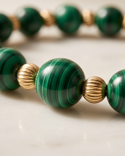 The Magnet Bracelet | Malachite + Gold Filled | 8mm