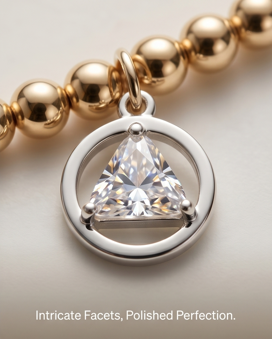 The Sobriety Bracelet | Pavé Triangle Charm | 14k Gold Filled | 4mm