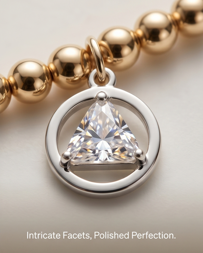 The Sobriety Bracelet | Pavé Triangle Charm | 14k Gold Filled | 4mm